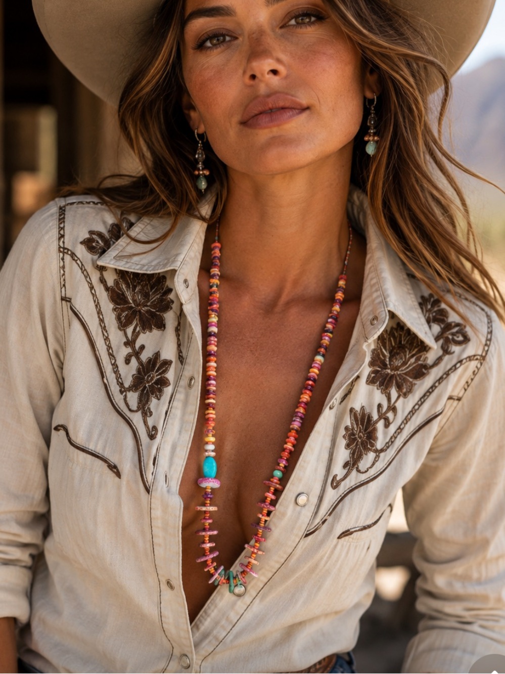 Navajo Penelope yellowhorse Spiny and Turquoise beaded Necklace